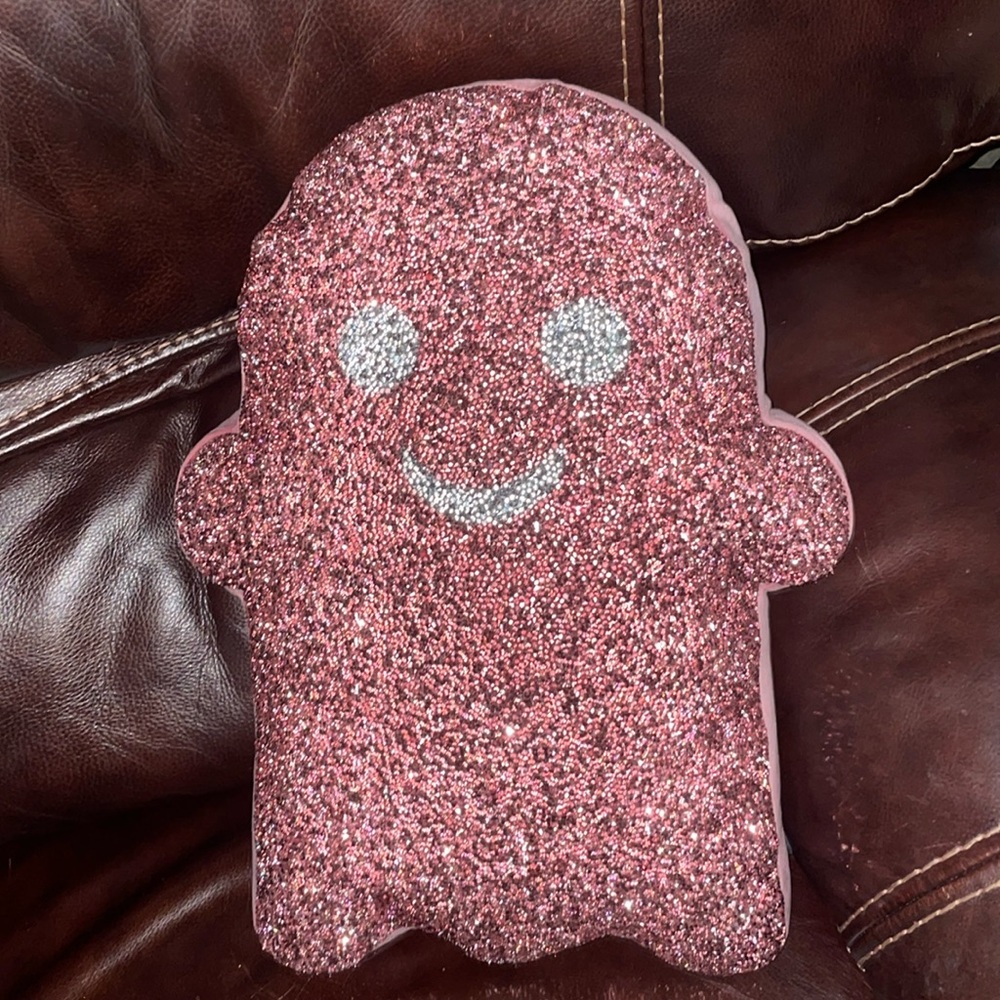Viral Glittery Pink Ghost Pillow by Sparkles Home, NWOT